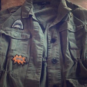 Army green jacket with patches